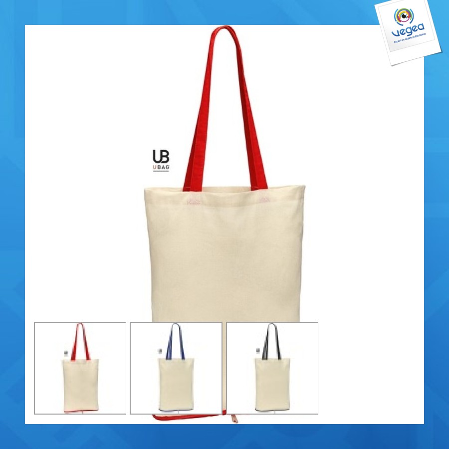 Faltbare tasche aus zweifarbiger baumwolle