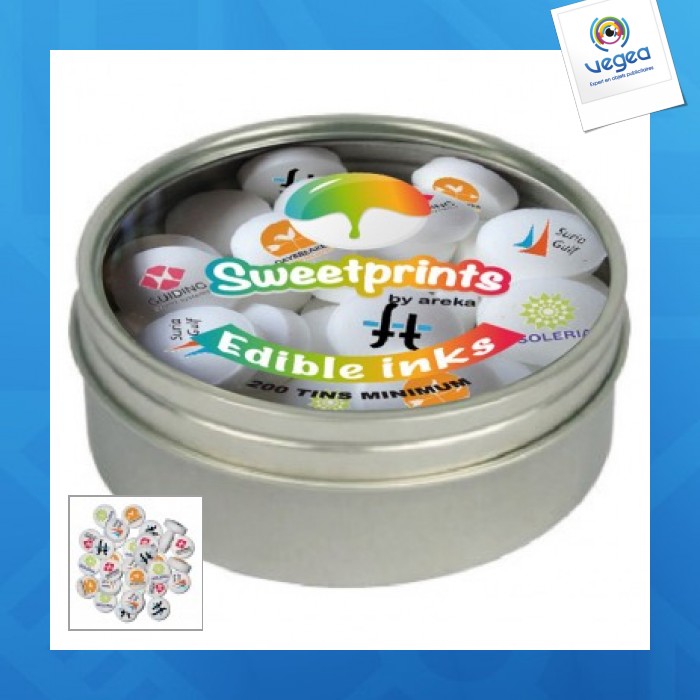 Fensterbox mit bedruckten bonbons