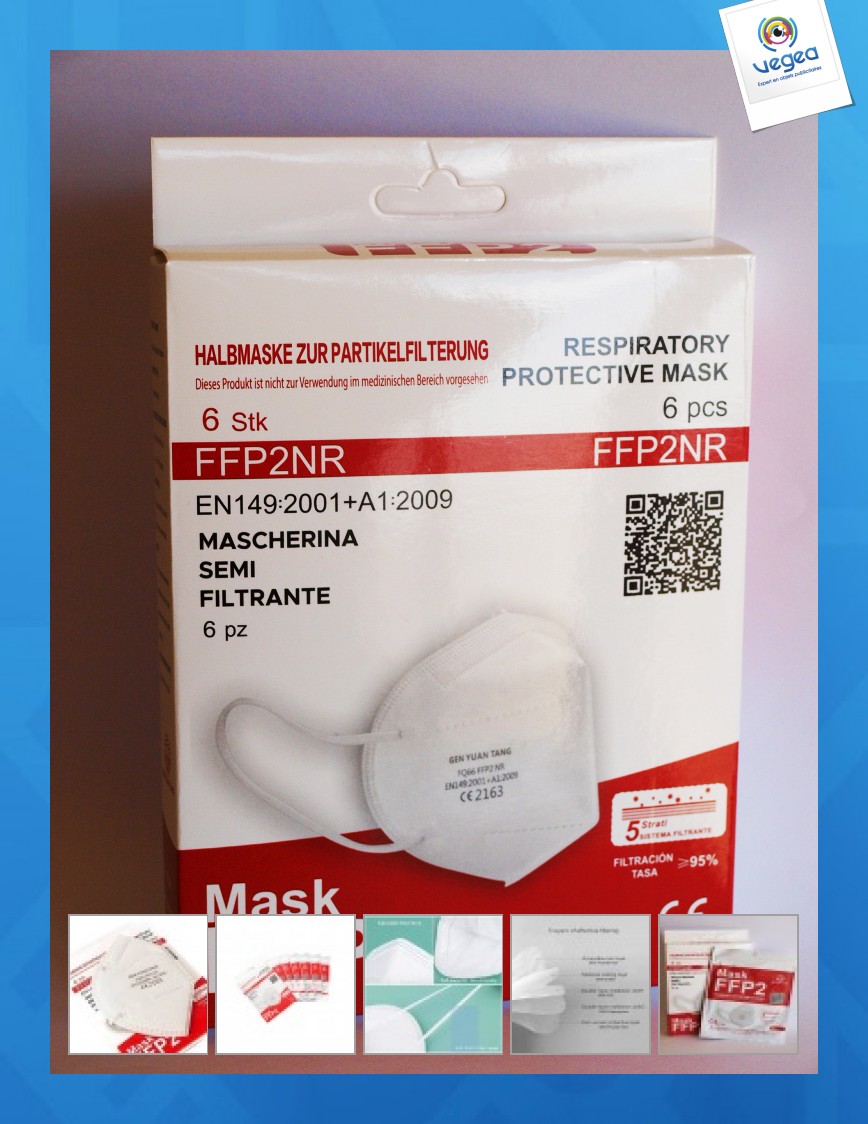 Ffp2-maske (verpackt in einzelbeuteln und schachteln mit 6 stück)