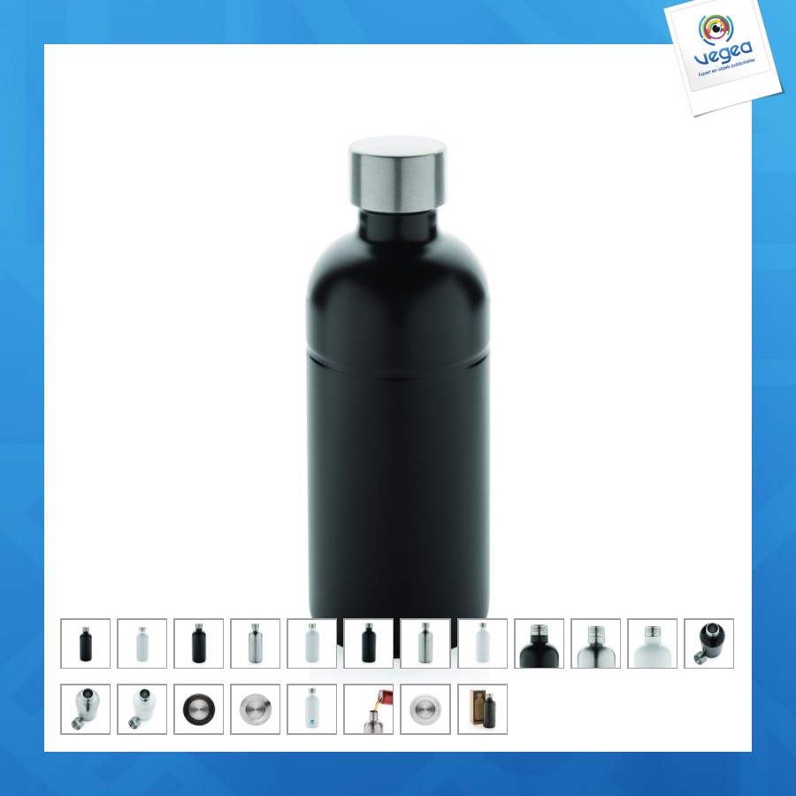 Flasche für kohlensäurehaltige getränke aus recyceltem stahl rcs