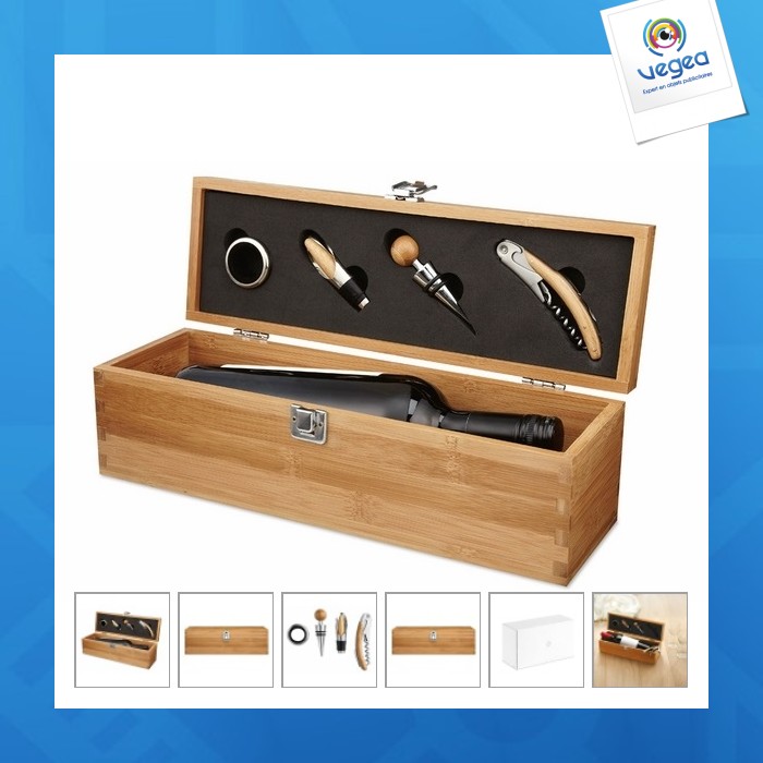 Geschenkbox, die weinflaschen und accessoires aufnimmt