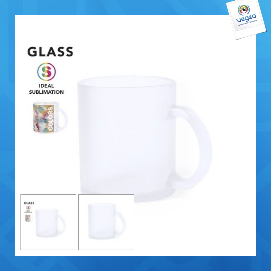 Glasbecher im sublimationsdruckverfahren vierfarbig bedruckt