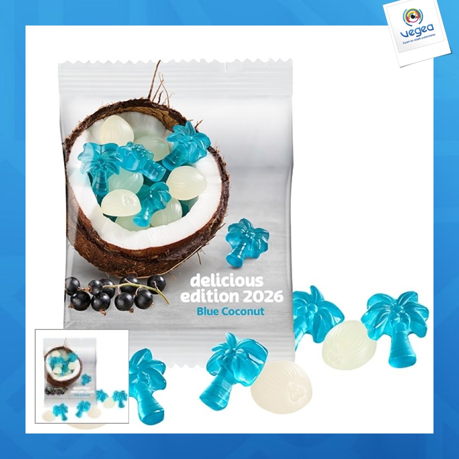Gommes de fruits au noix de coco bleu
