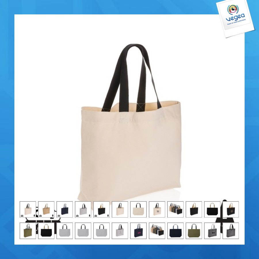 Große tote-tasche aus ungefärbtem, recyceltem 240 g/m² canvas aware