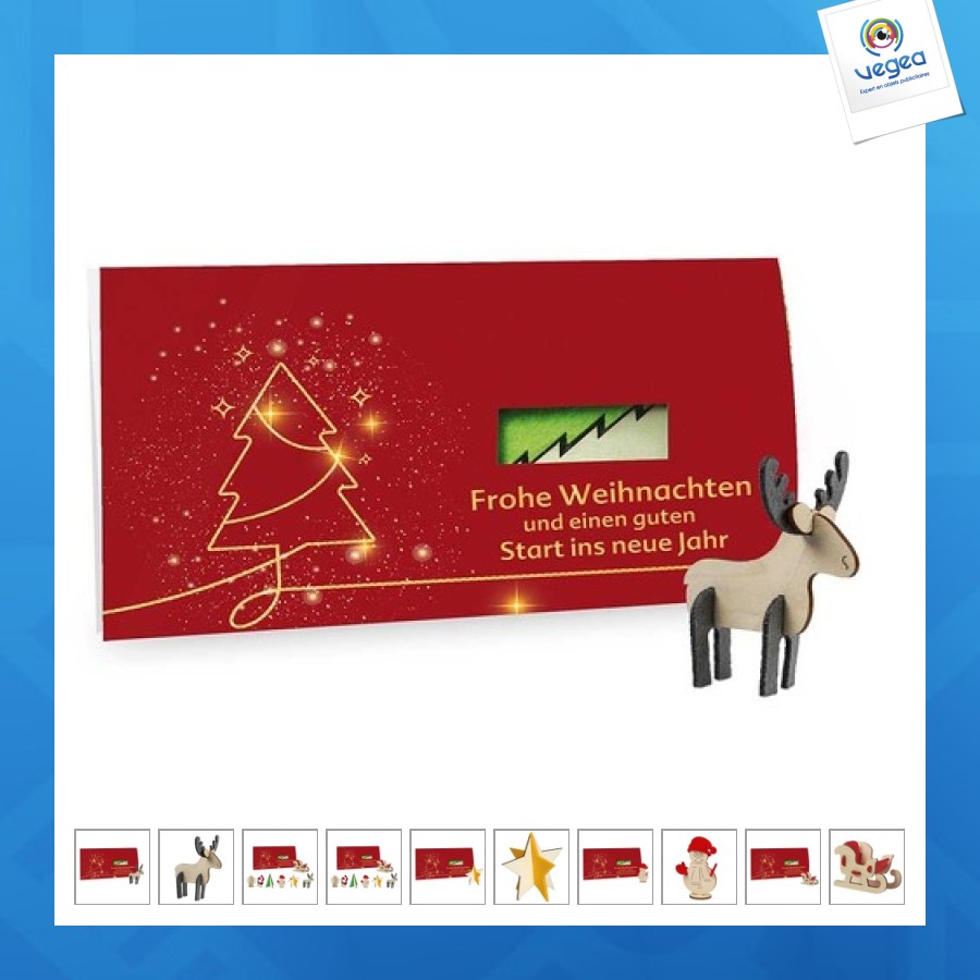 Grußkarte mit puzzle aus holz und filz -standarddesign - weihnachtsmann