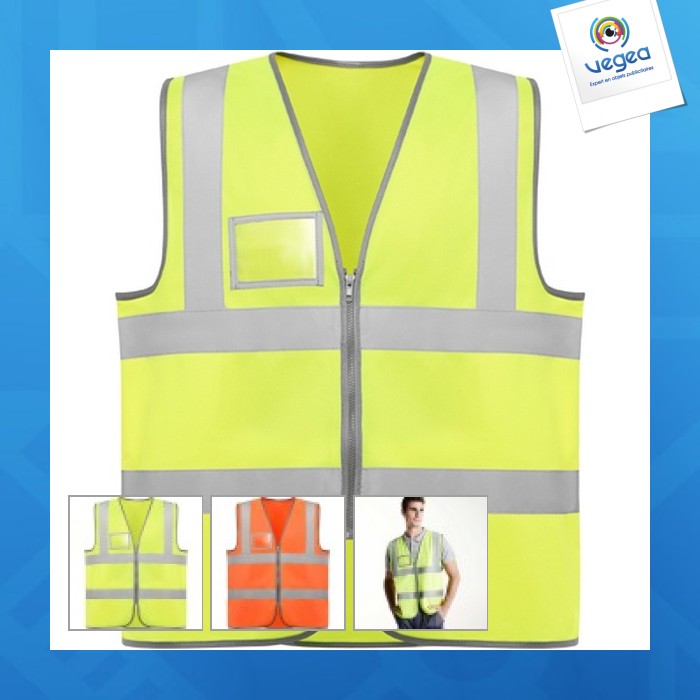 Hochsichtbare weste mit reißverschluss polux