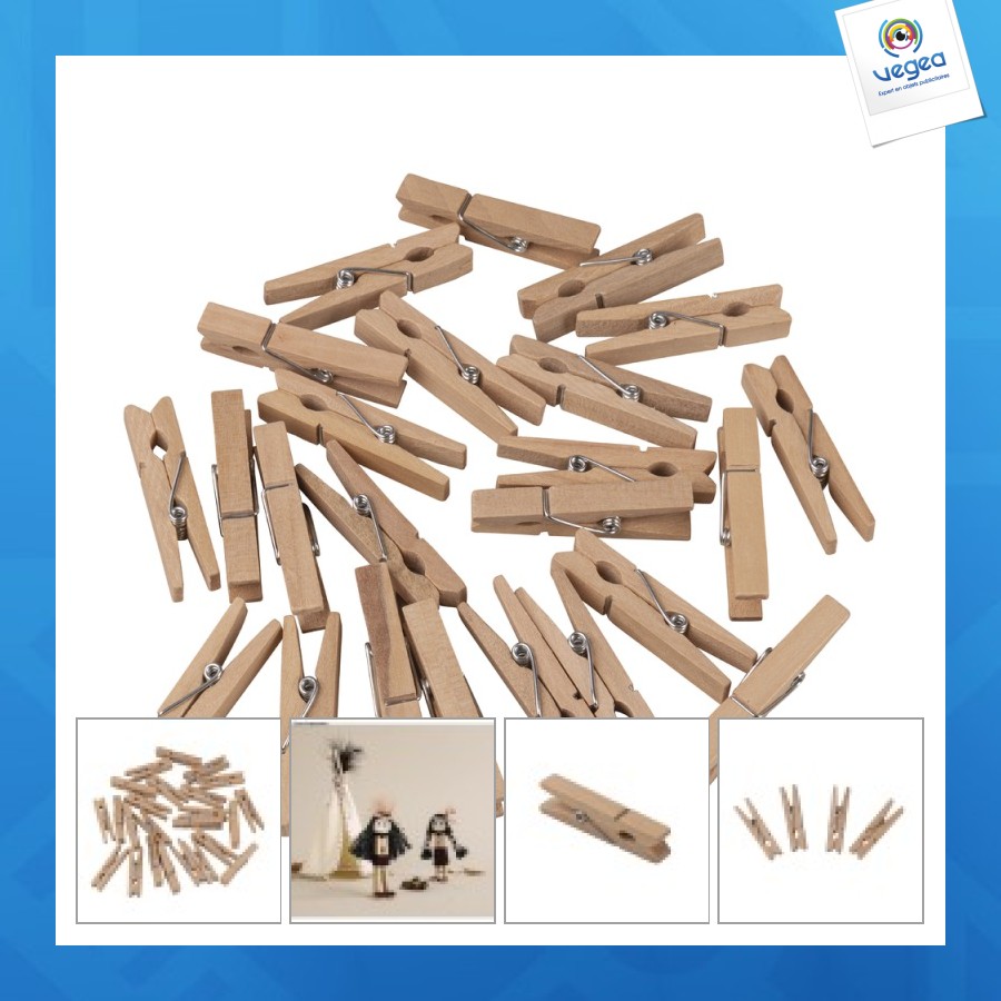 Holzwäscheklammer, 4,5 cm, natur, 24 stück
