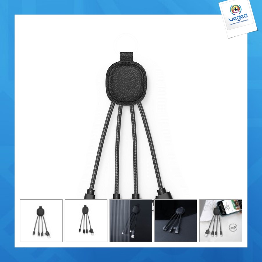 Ine smart - câble de charge multi-connecteurs double entrée type-c usb