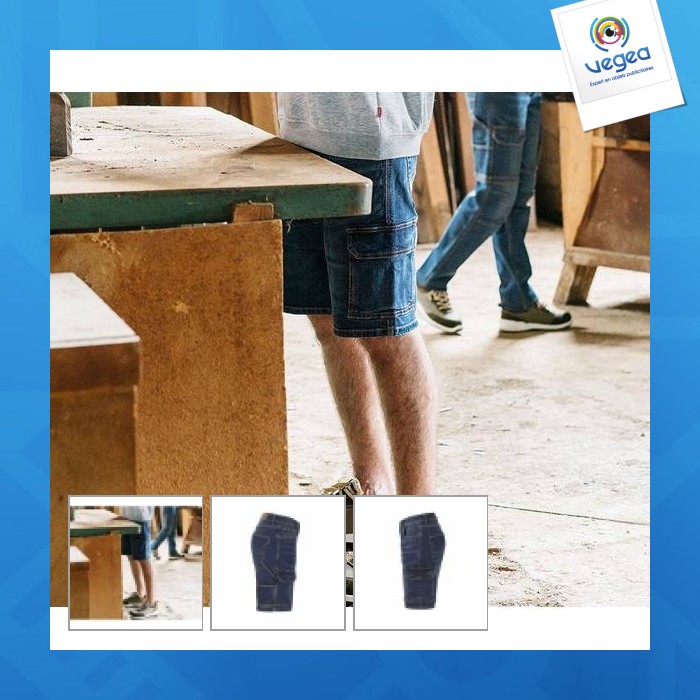 Jeans shorts - bermuda denim stretch multipoches