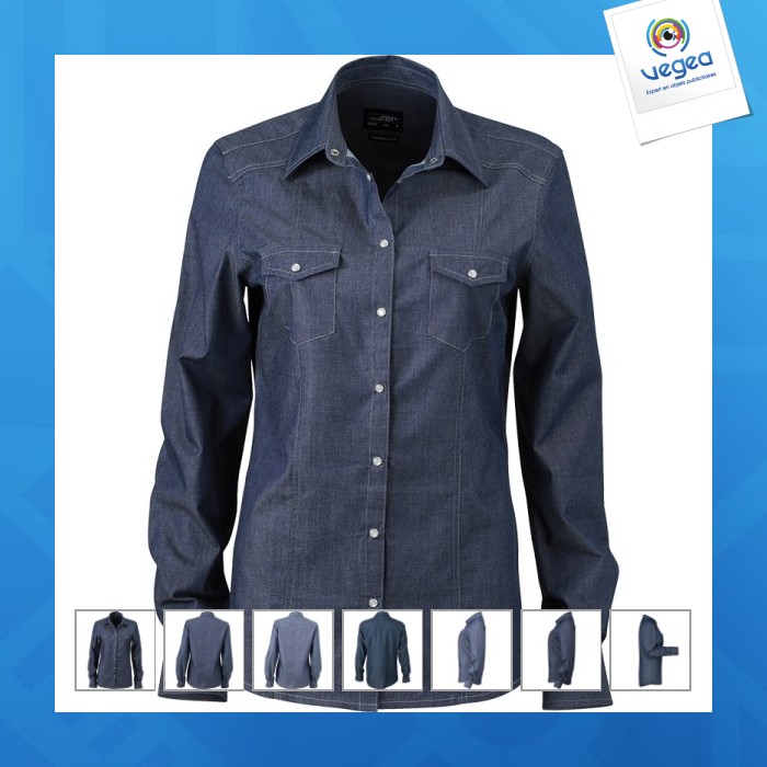 Jeanshemd mit langen ärmeln frau.