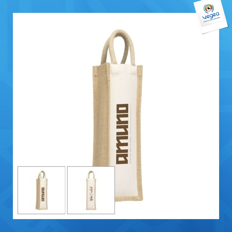 Jute canvas wine bag weintasche
