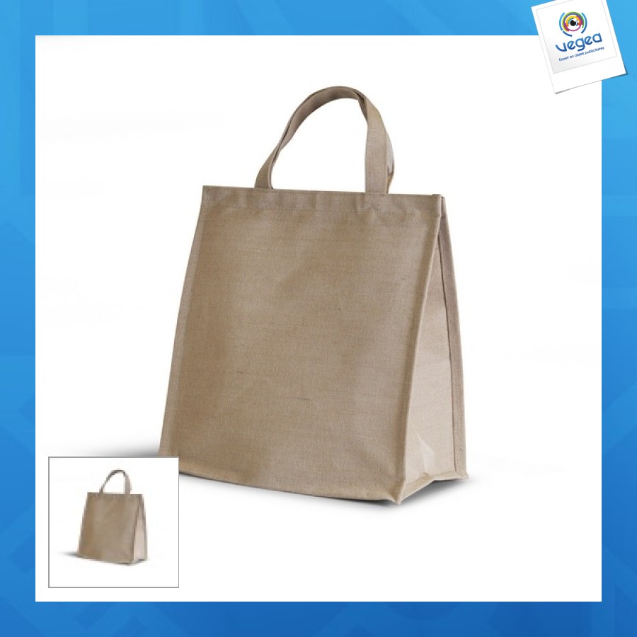Kühltasche aus jute und baumwolle 32x34x18cm