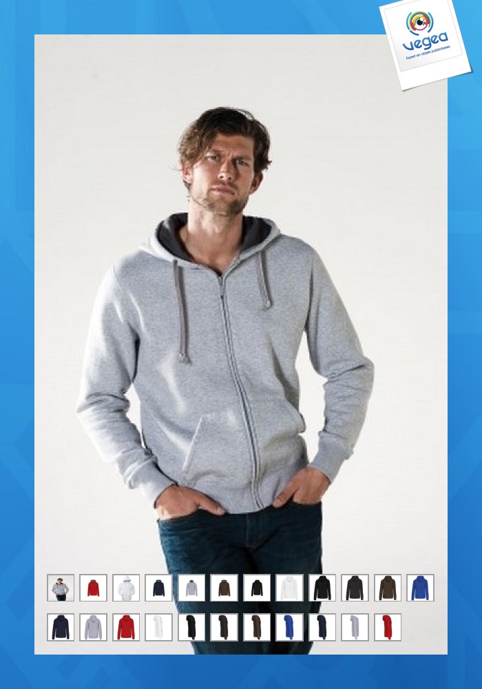 Kariban sweatshirt mit reißverschluss und kapuze