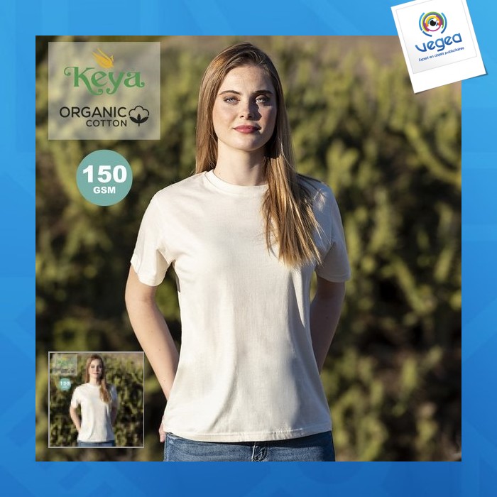 Keya damen t-shirt aus bio-baumwolle 150g/m2 und natürlicher verarbeitung