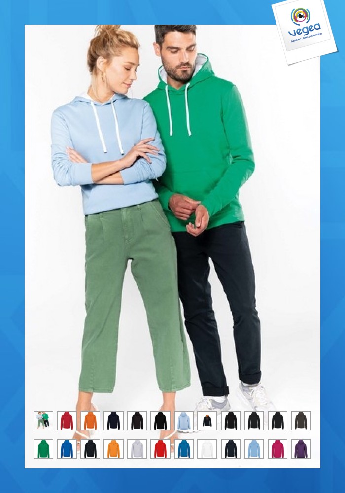 Kontrastreiches sweatshirt mit kapuze