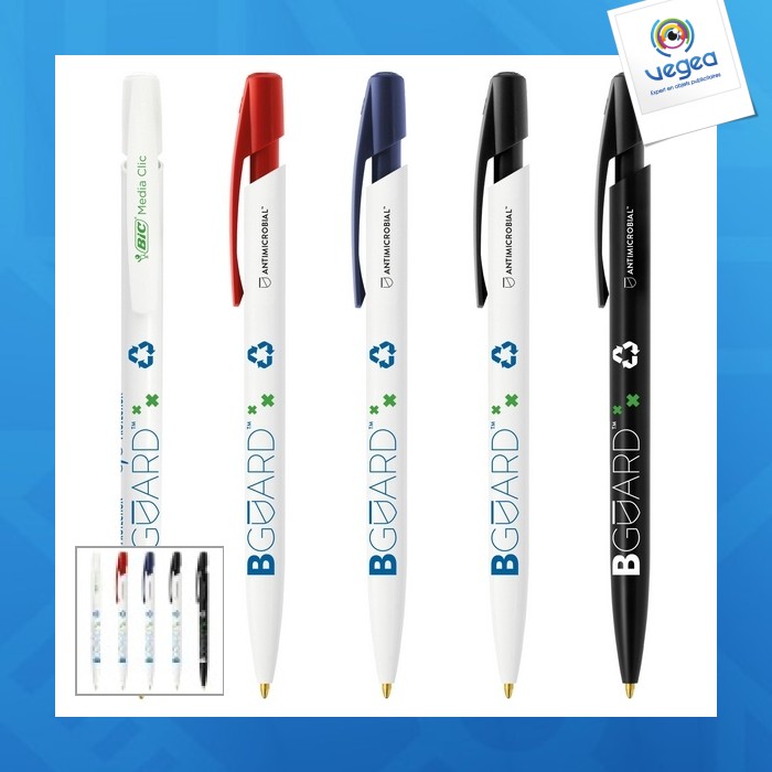 Kugelschreiber bic® media clic bguard antimicrobial ecolutions® logo antimicrobial