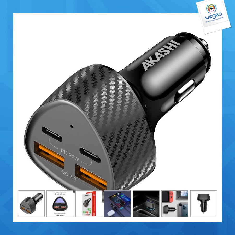 Kuruma - usb- und usb-c-zigarettenanzünder-ladegerät ultraschnell 37w