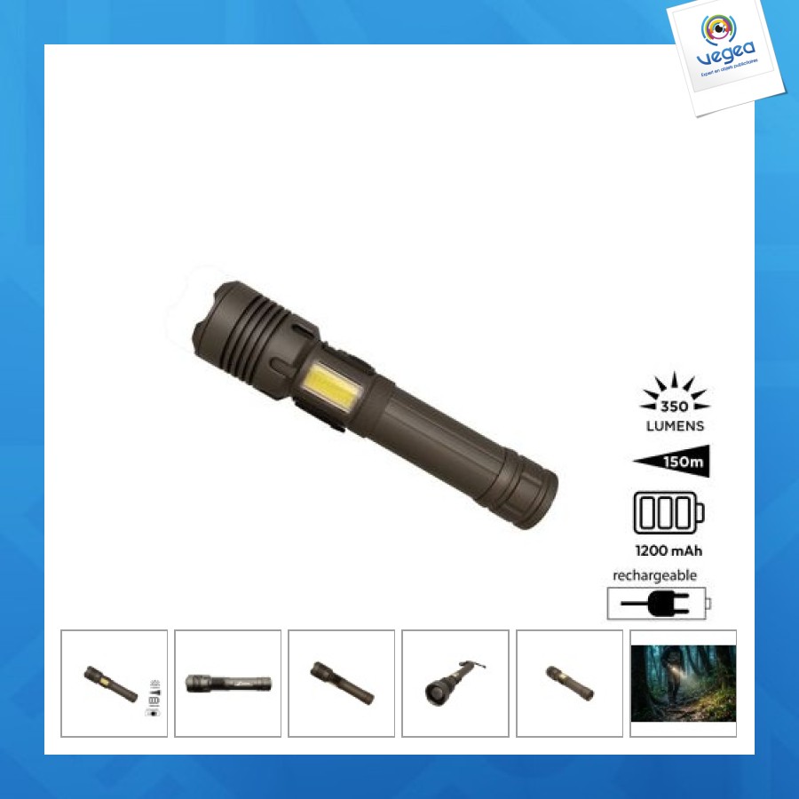 Lampe-torche rechargeable 2 en 1 'rigel' m