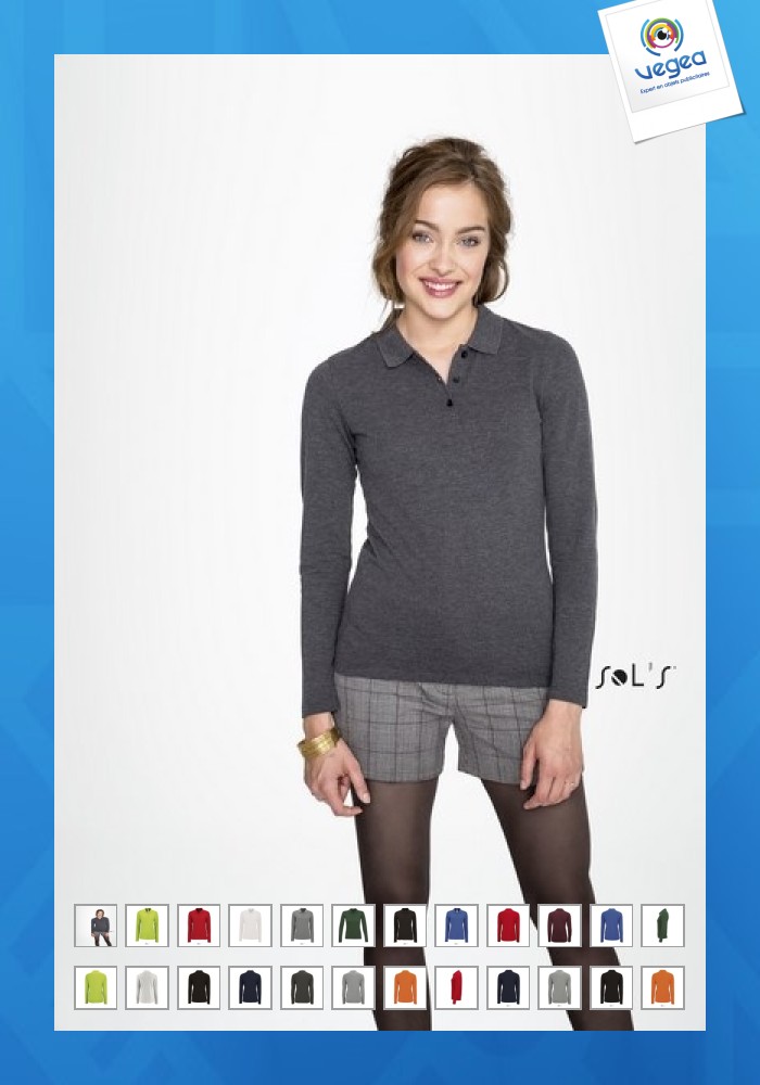 Langärmeliges piqué-poloshirt für frauen - perfect lsl women