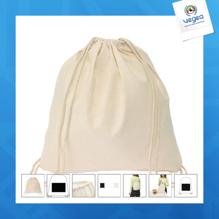 Leichter baumwoll-rucksack - riemen mit kordelzug