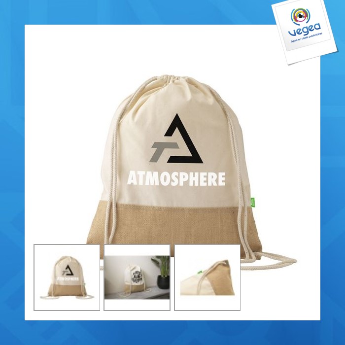 Leichter rucksack aus bio-baumwolle und jute-canvas