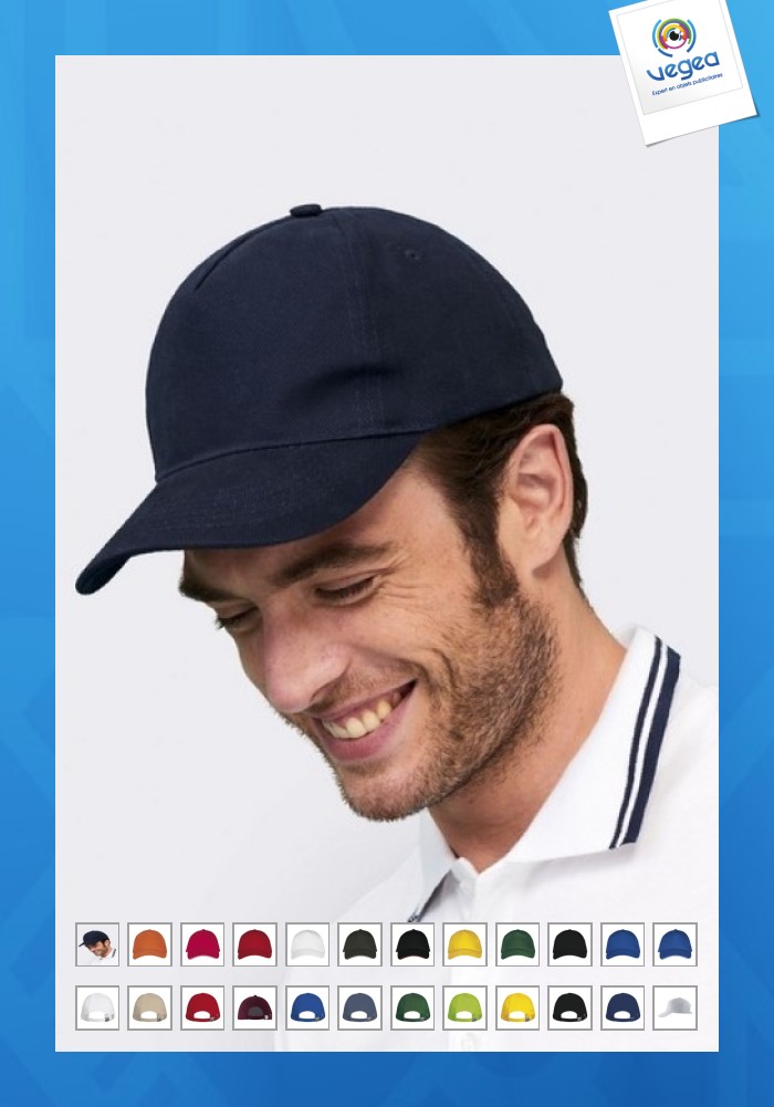 Long beach 5-panel-mütze aus dicker baumwolle