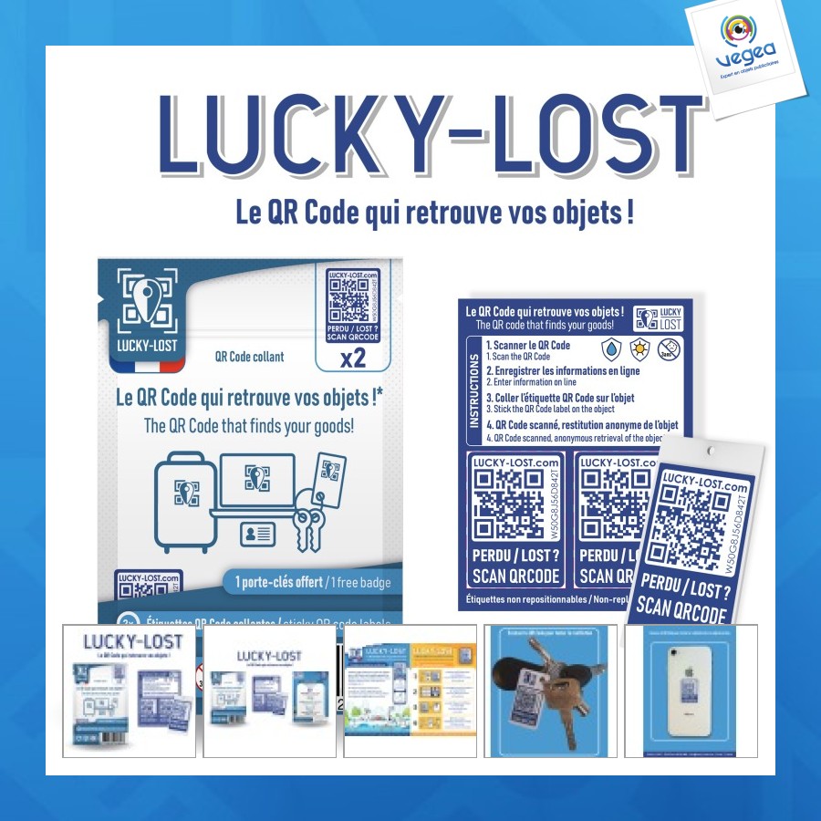 Lucky-lost-paket 2 selbstklebende qr-codes und 1 pvc-badge gratis