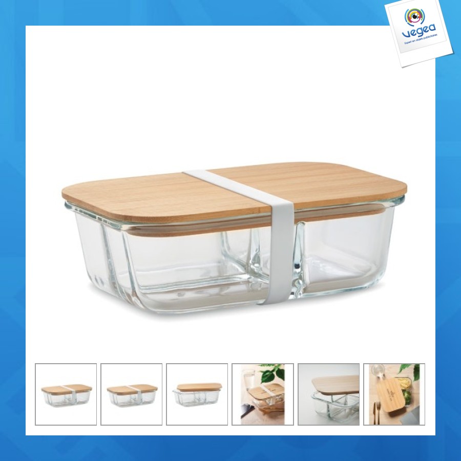 Lunchbox aus glas und bambus