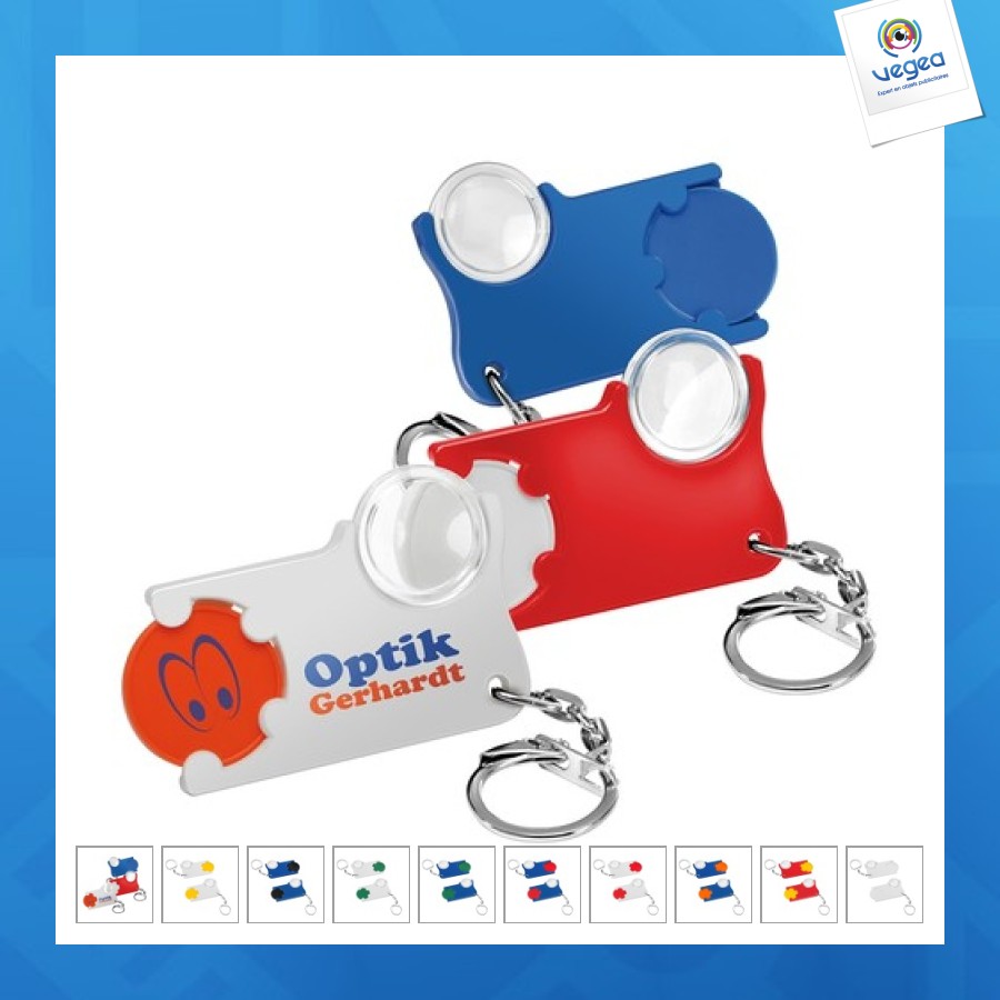 Münzhalter für einkaufswagen mit lupe