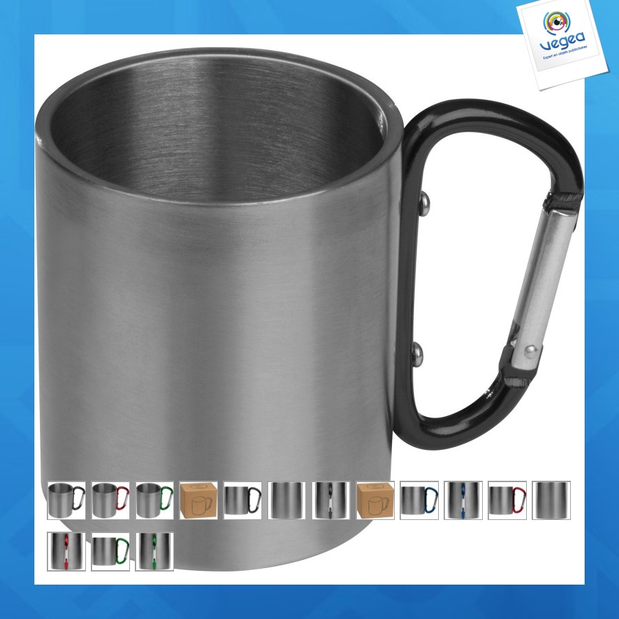 Metalltasse mit karabinerhaken 