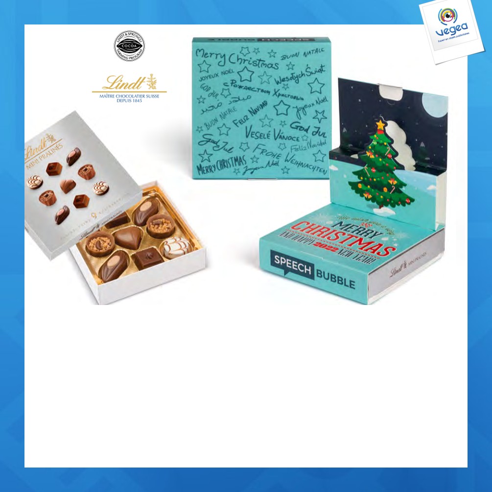 Mini-lindt-pralinen in einem pop-up-karton