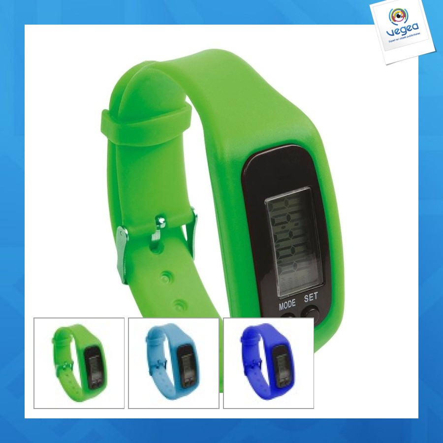 Montre connectée : pedomètre, calorie brulée, distance parcourue, montre. bracelet en gomm