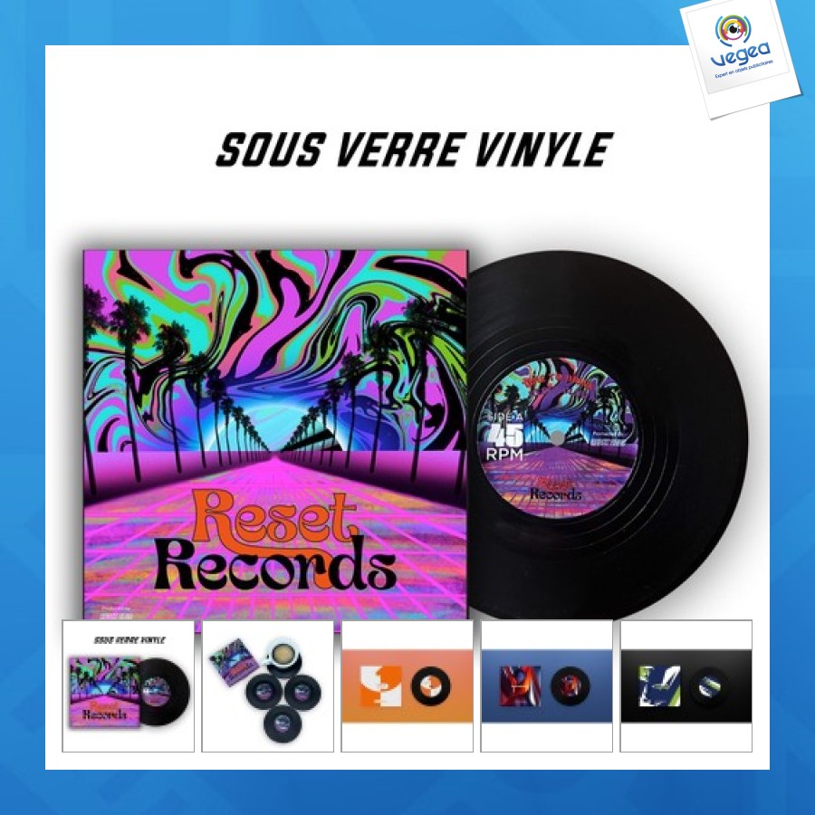 Packung mit 4 untersetzern aus vinyl 100% personalisierbar