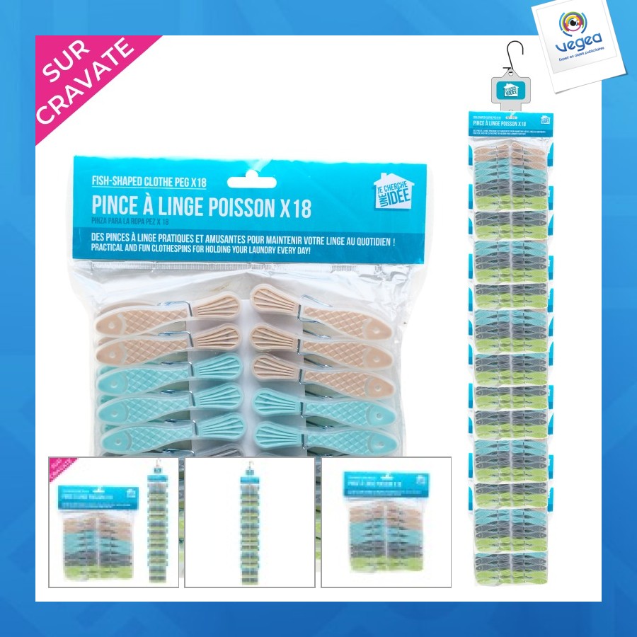 Pince à linge poisson x18
