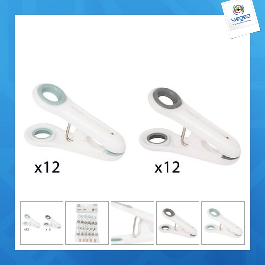 Pince linge x24 rubber ronde, blanc