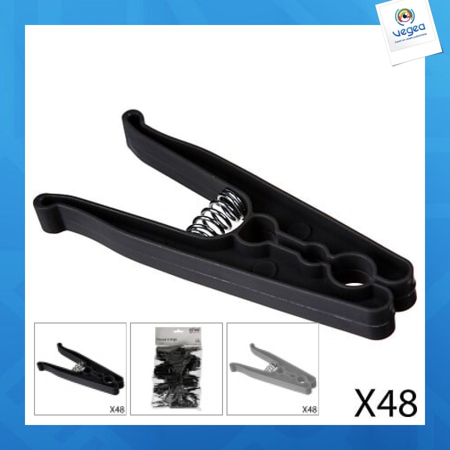 Pince linge x48 gm, gris