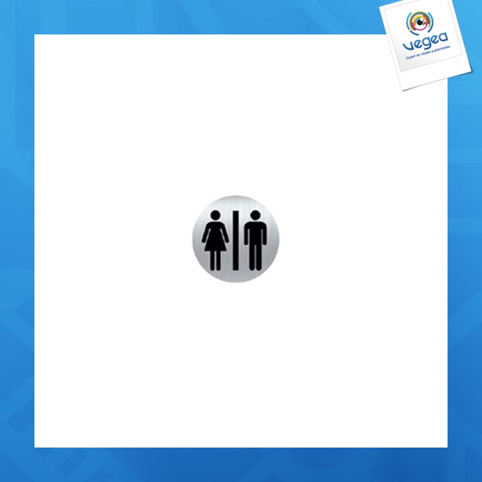Plaque picto alu rund 80 mm toilette hom/fem (palu 7)