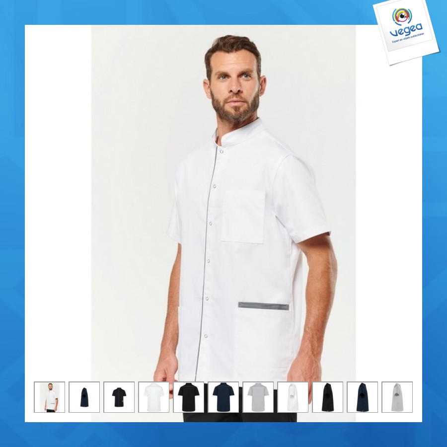 Polycotton-bluse mit druckknöpfen für männer