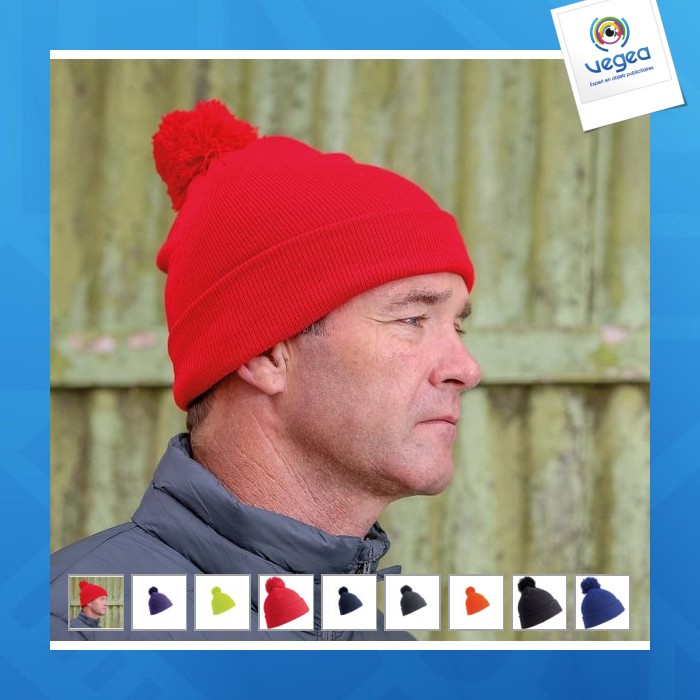 Pompon beanie mütze - result