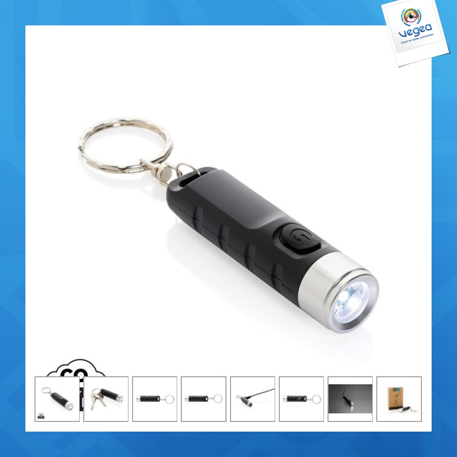 Porte-clés lampe torche charge usb en plastique rcs globix