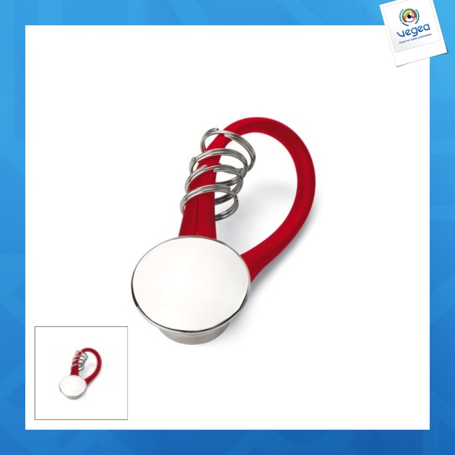 Porte-clés rond pvc rouge