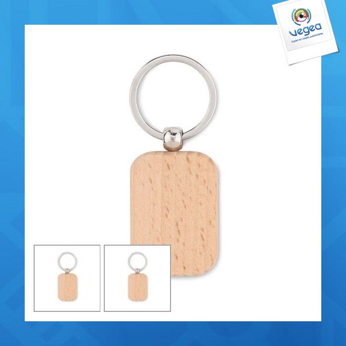 Poty wood - rechteckiger schlüsselanhänger aus holz 