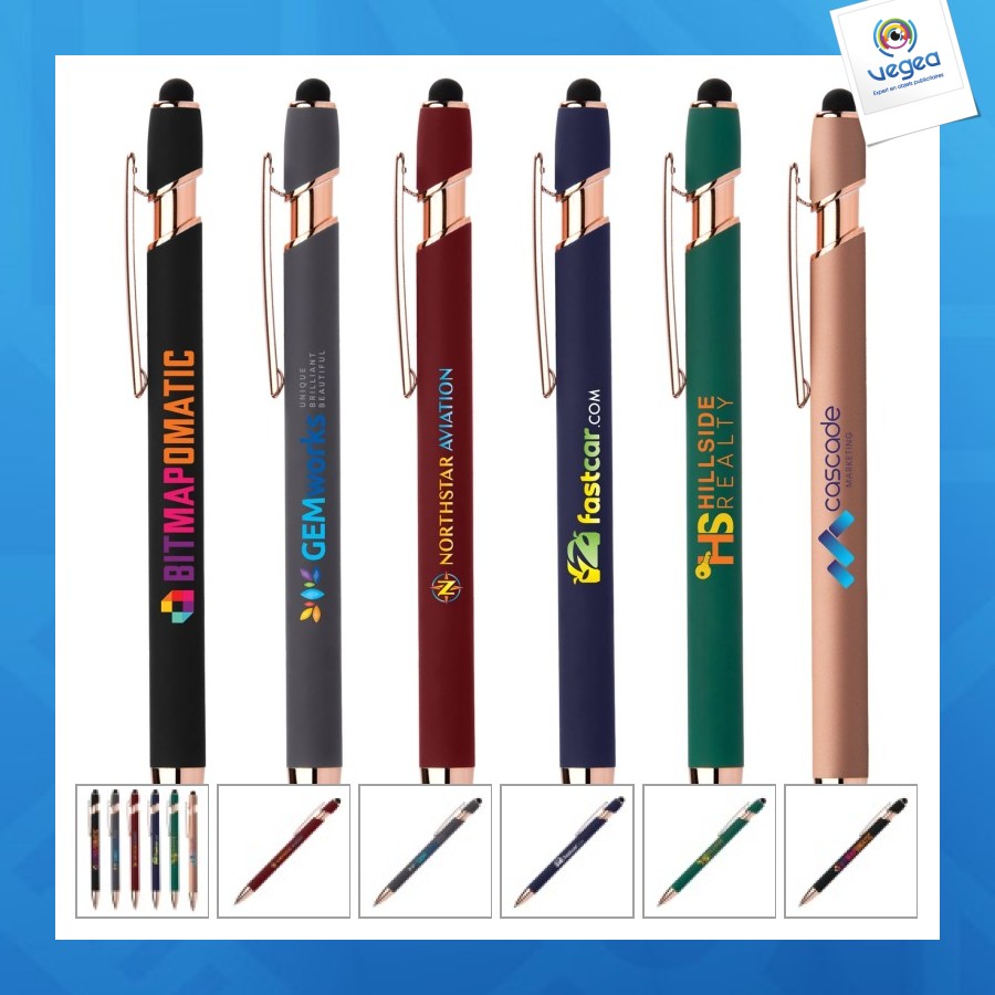 Prince softy rose gold stylo gel avec stylet colour jet