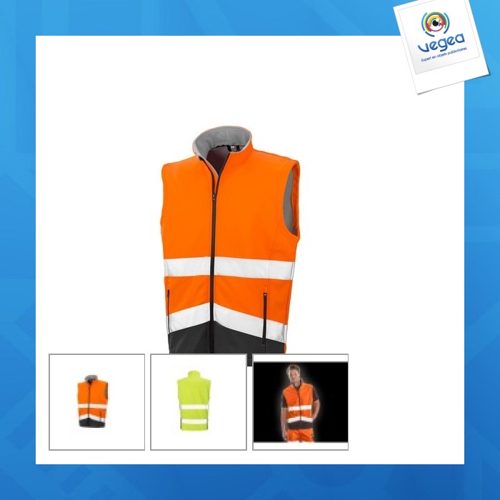 Printable safety softshell vest - bodywarmer high visibility workwear softshell