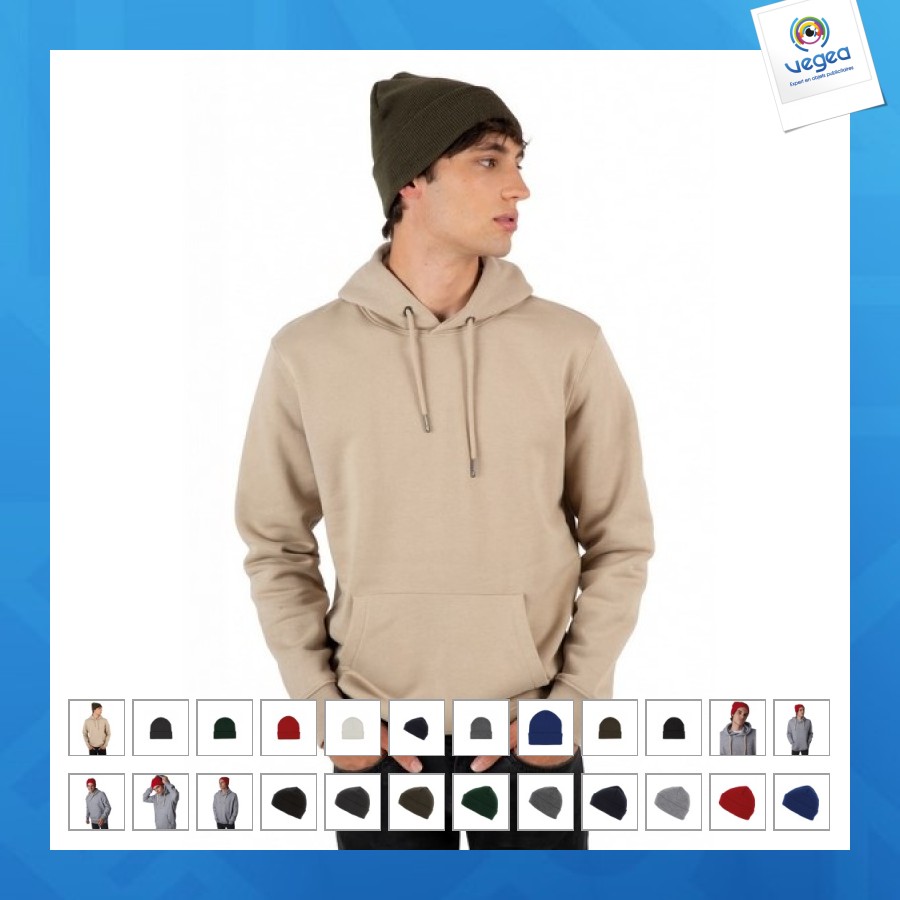Recycelte mütze mit gestricktem umschlag