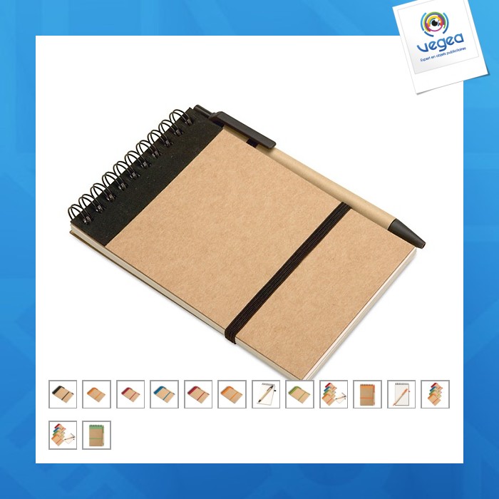 Recycelter spiralnotizblock mit stift