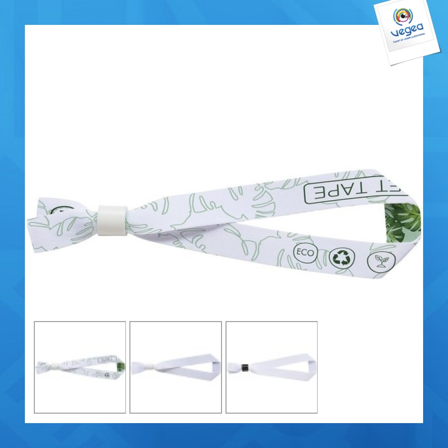 Recyceltes stoffarmband mit manipulationssicherem ring