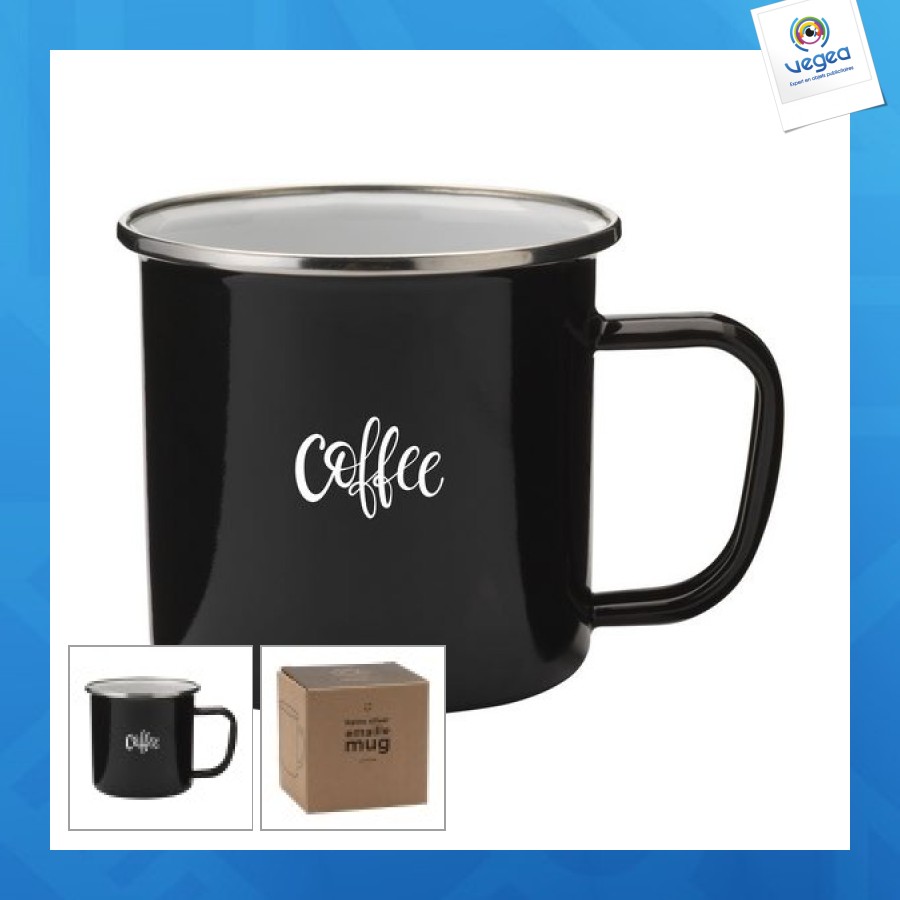 Retro silver emaille tasse