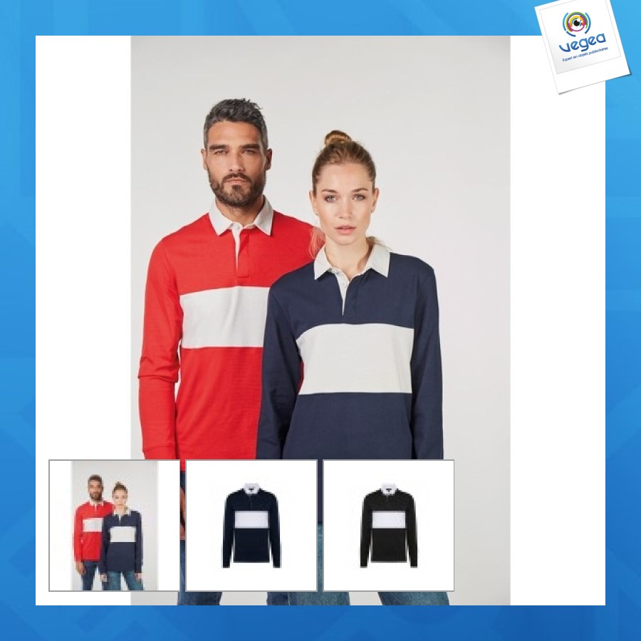 Rugby-poloshirt mit langen ärmeln