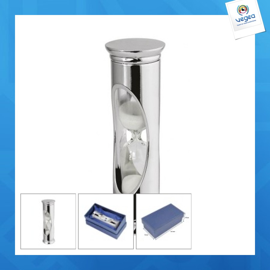 Sablier sable blanc chromé